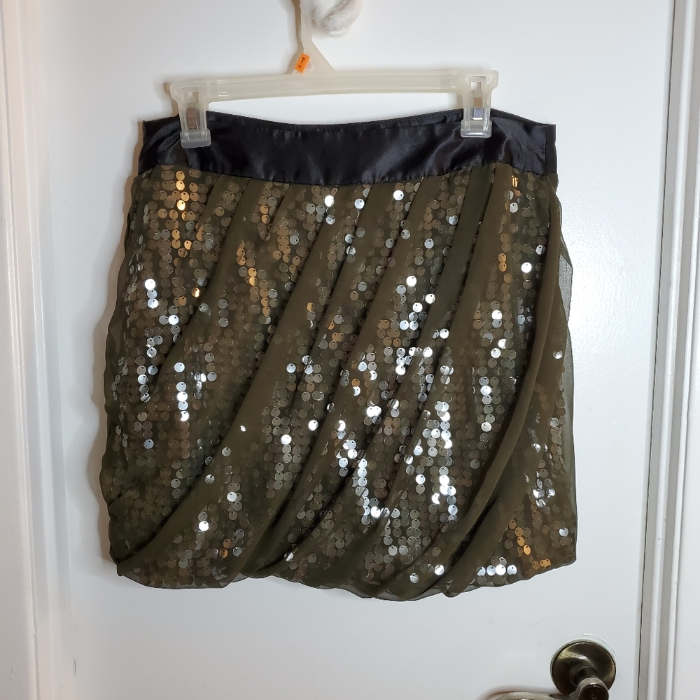 Olive green mini skirt